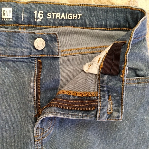 Gap Denim Adjustable Waist Straight Jeans 16 Slim Blue - Picture 5 of 16
